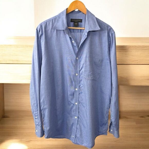 Banana Republic size large Men's Blue Cotton button down Shirt long sleeve - Picture 1 of 7